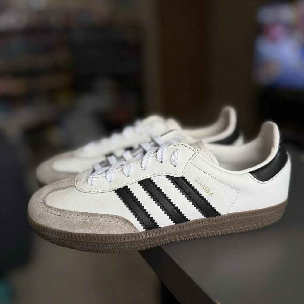 Adidas Samba OG Kids Size 1 White Black Gum Sneakers